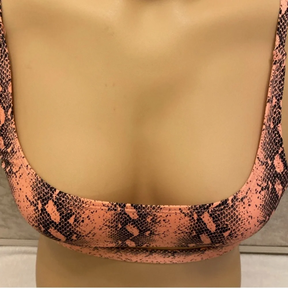 Snake Print Bikini Top and Black Bottom Set